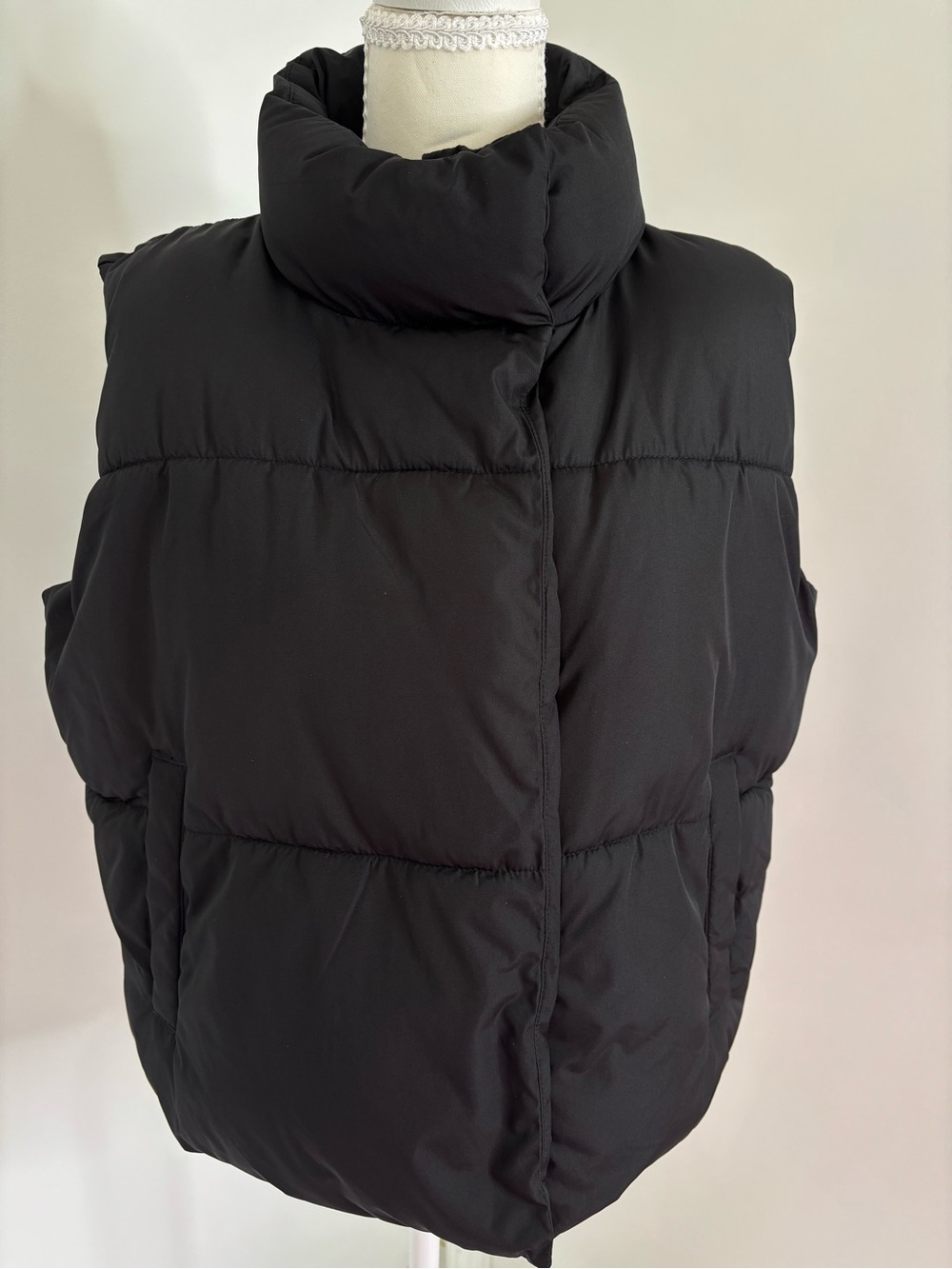 Old Navy Black Puffer Vest with High Collar